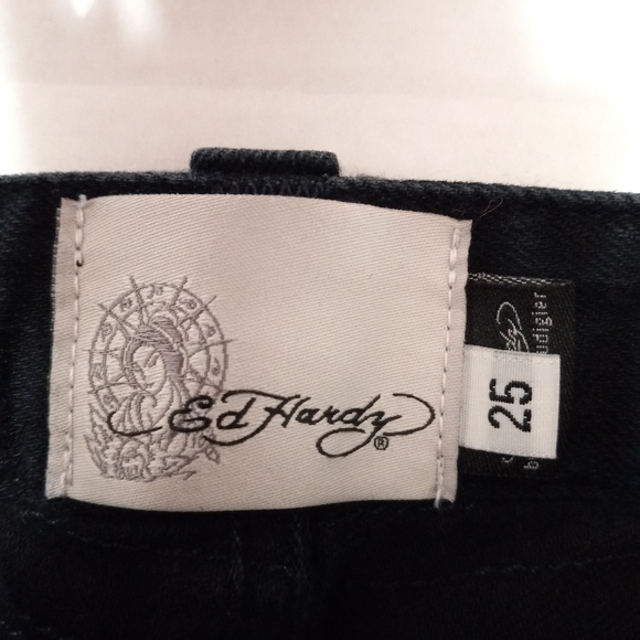 Ed Hardy Christian Audigier 25 Moto Punk Rock Skater Skinny Ankle Zip Jeans - Picture 8 of 8